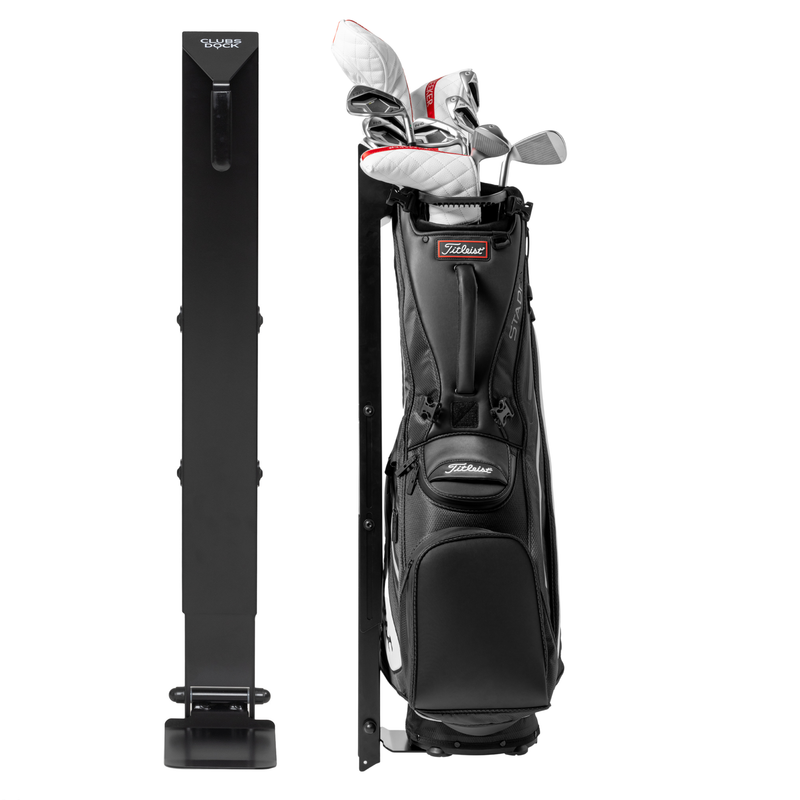 ClubsDock Pro_front and side view with golfbag