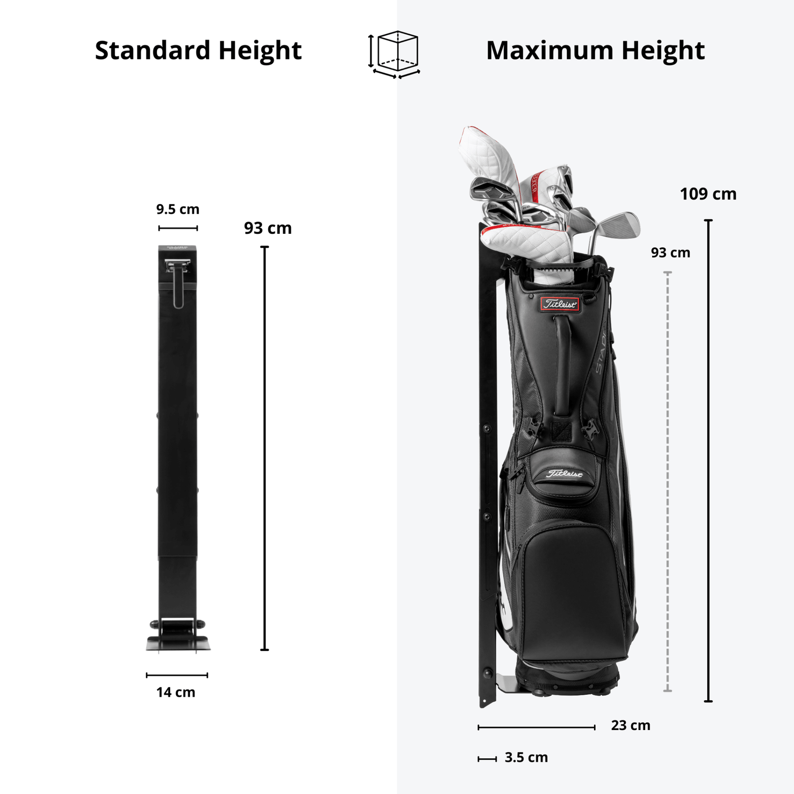ClubsDock Pro Black | Golf Bag wall mount | Storage solution
